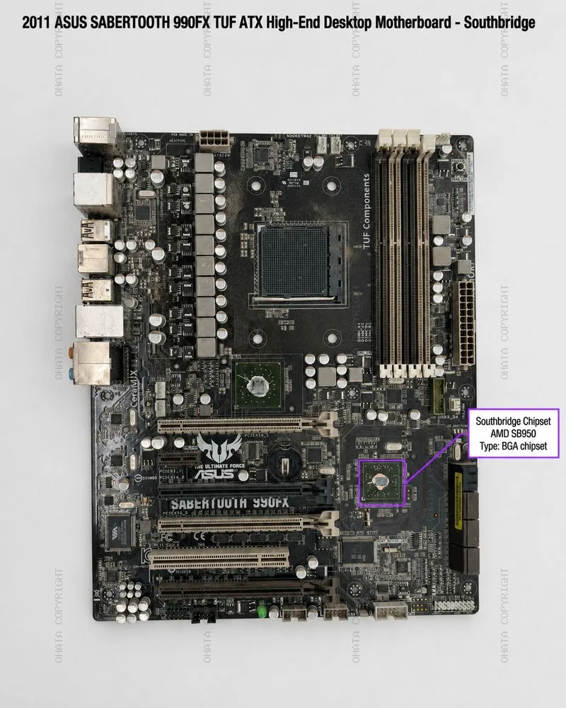 2011 asus sabertooth 990fx tuf atx high end desktop motherboard scrap identification GBA Chipset